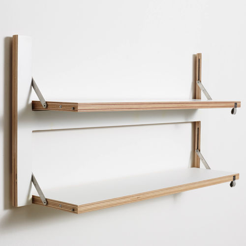 Wandmontiertes Regal - FL&Auml;PPS 80&times;40-2 - AMBIVALENZ - modern / Birke / Sperrholz