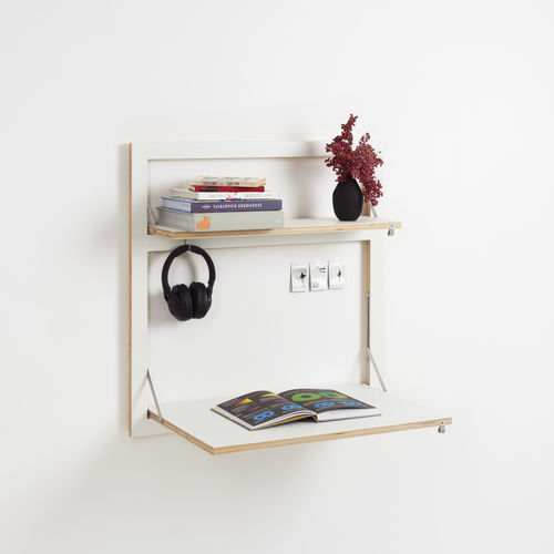 Wandmontierter Schreibtisch - FLÄPPS: FL210002 - AMBIVALENZ - modern / Birke / weiß