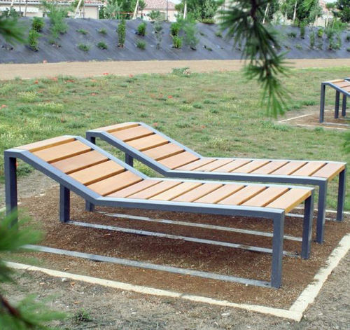 Moderne Sonnenliege - CLÉO  - univers & cité | mobilier urbain - Holz / Stahl / für öffentliche Bereiche