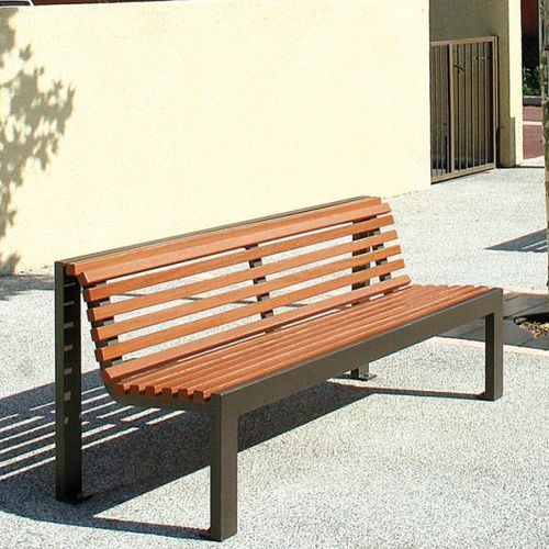 Moderne Bank für den öffentlichen Raum - CINÉO  - univers & cité | mobilier urbain - Holz / Stahl / mit Rückenlehne