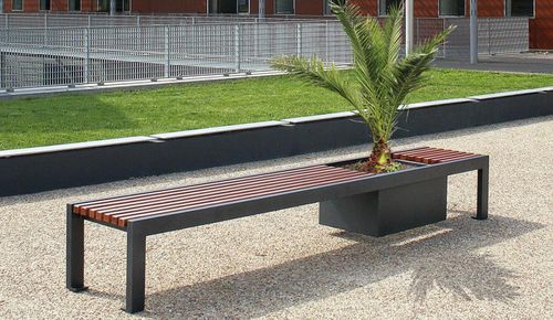 Moderne Bank für den öffentlichen Raum - CINÉO  - univers & cité | mobilier urbain - Holz / Stahl / ohne Rückenlehne