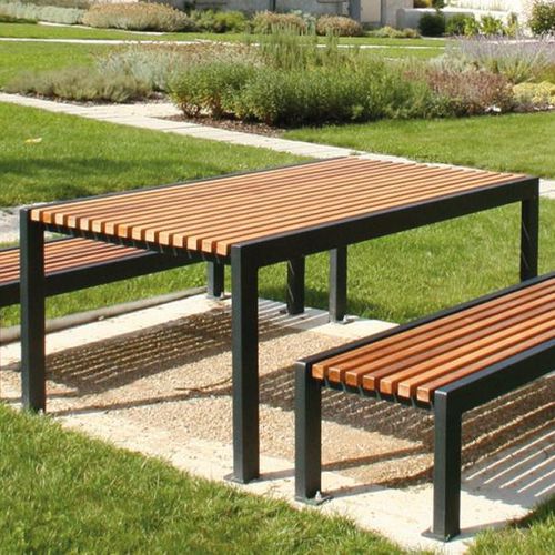 Moderner Tisch - CINÉO  - univers & cité | mobilier urbain - Holz / Stahl / Gestell aus Stahl