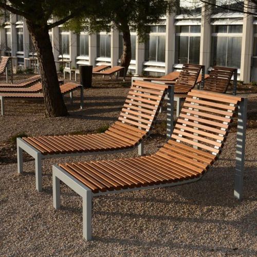 Moderne Sonnenliege - CINÉO  - univers & cité | mobilier urbain - Holz / Stahl / für öffentliche Bereiche