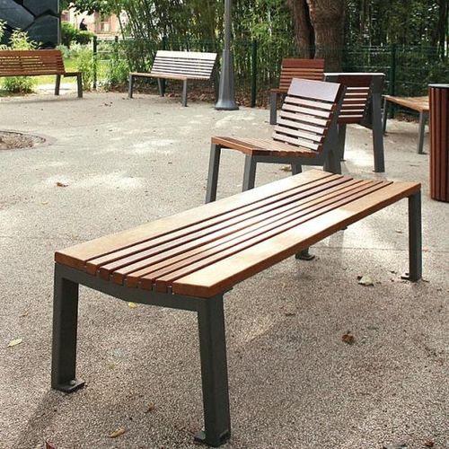 Moderne Bank für den öffentlichen Raum - NUANCE  - univers & cité | mobilier urbain - Holz / Stahl / ohne Rückenlehne