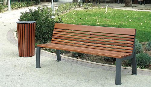 Moderne Bank für den öffentlichen Raum - NUANCE - univers & cité | mobilier urbain - Holz / Stahl / mit Rückenlehne