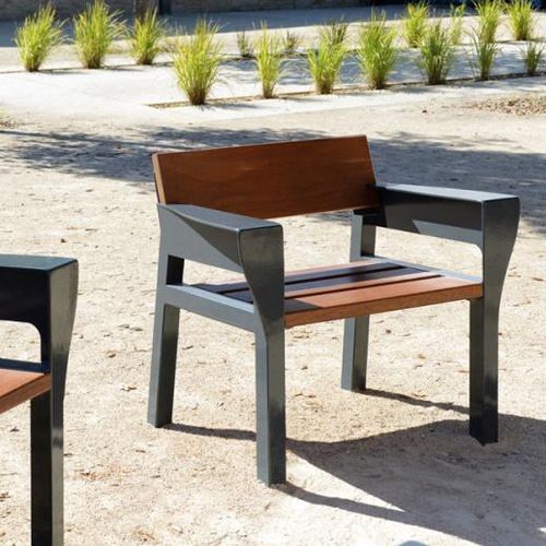 Moderner Sessel für den urbanen Raum - LINK - univers & cité | mobilier urbain - Holz / Stahl / für öffentliche Bereiche