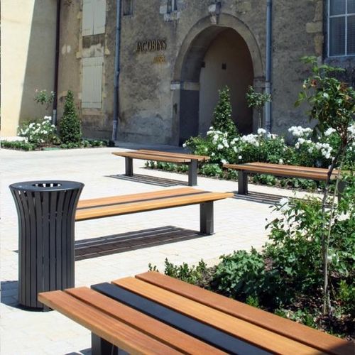 Moderne Bank für den öffentlichen Raum - CLASSICO - univers & cité | mobilier urbain - Holz / Stahl / ohne Rückenlehne