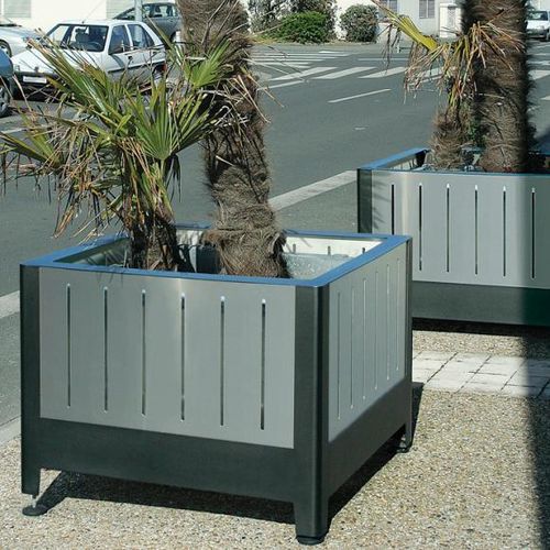Edelstahl-Pflanzkübel - FUSION - univers & cité | mobilier urbain - Stahl / quadratisch / höhenverstellbar