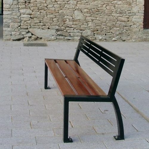 Moderne Bank für den öffentlichen Raum - CLÉA  - univers & cité | mobilier urbain - Holz / Stahl / mit Rückenlehne