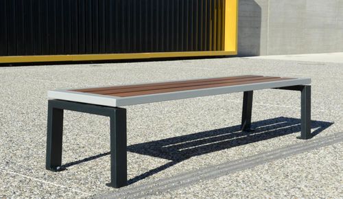 Moderne Bank für den öffentlichen Raum - ZÉO - univers & cité | mobilier urbain - Holz / Stahl / ohne Rückenlehne