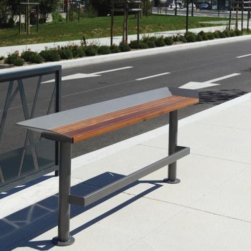 Moderne Bank für den öffentlichen Raum - ORIA  - univers & cité | mobilier urbain - Holz / Stahl / ohne Rückenlehne