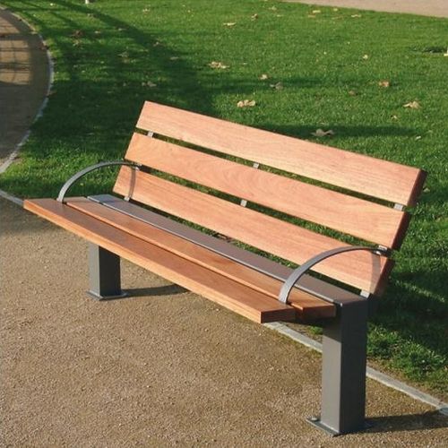 Moderne Bank für den öffentlichen Raum - CLASSICO  - univers & cité | mobilier urbain - Holz / Stahl / mit Rückenlehne