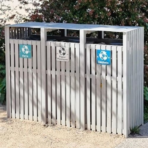 Park-Abfallbehälter - Synergie - univers & cité | mobilier urbain - System / pulverbeschichteter Stahl / mit Deckel