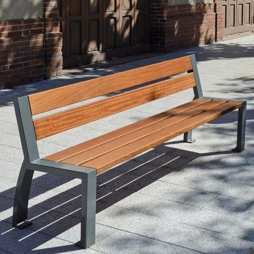 Moderne Bank für den öffentlichen Raum - CL&Eacute;O - univers & cité | mobilier urbain - Metall / Holz / mit Rückenlehne