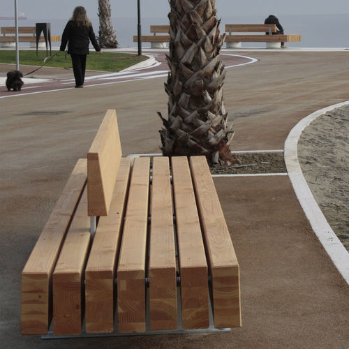 Moderne Bank für den öffentlichen Raum - DECK & BREAK - VASART URBAN DESIGN - Holz / Beton / galvanisiertem Stahl
