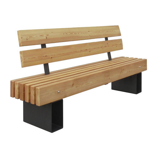 Moderne Bank für den öffentlichen Raum - OSAKA - VASART URBAN DESIGN - Holz / aus lackiertem Metall / mit Rückenlehne