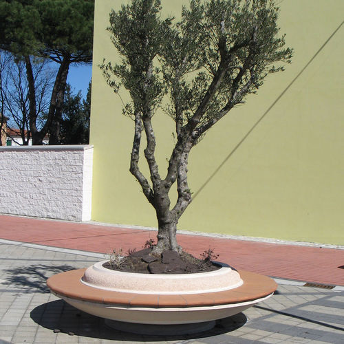 Beton-Pflanzkübel - CAPRI - VASART URBAN DESIGN - rund / mit integrierter Bank / modern