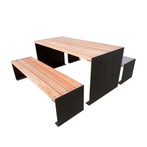 Moderner Picknicktisch - PARK - VASART URBAN DESIGN - Holz / Gestell aus gestrichenem Metall / rechteckig