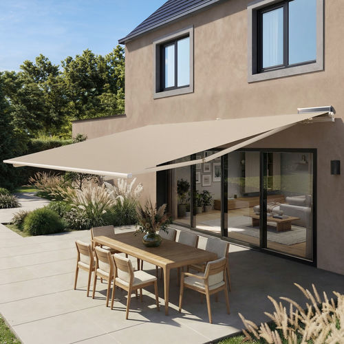 Einziehbare Markise - HORIZON SUNPOWERED - FRANCIAFLEX - motorisiert / für Terrasse / beige