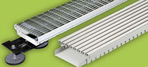 Gitter-Abflussrinne - AQUADRAIN® KR - GUTJAHR Systemtechnik - Edelstahl / für Bad