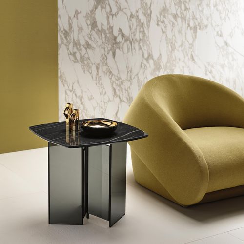 Moderner Beistelltisch - METROPOLIS - TONELLI Design - Glas / Marmor / Keramik
