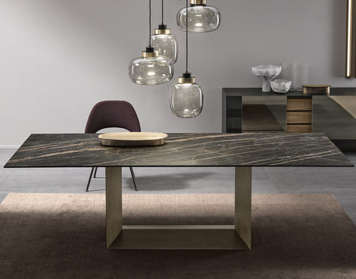 Moderner Esstisch - T5 E - TONELLI Design - Rauchglas / Keramik / Gestell aus Metall
