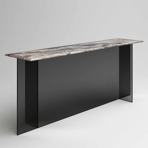 Moderner Konsolentisch - SESTANTE  - TONELLI Design - Marmor / Gestell aus Glas / rechteckig
