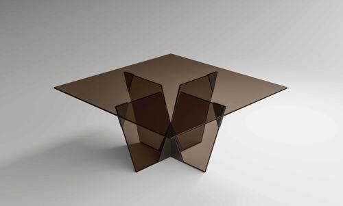 Moderner Esstisch - Crossover - TONELLI Design - Glas / Gestell aus Metall / rechteckig