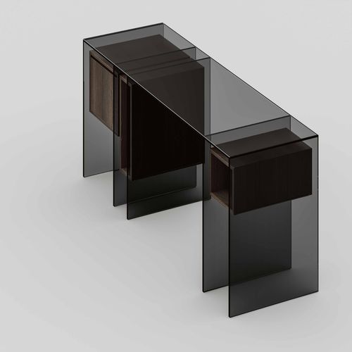 Bodenstehender Schreibtisch - Marcell - TONELLI Design - modern / Holz / Glas