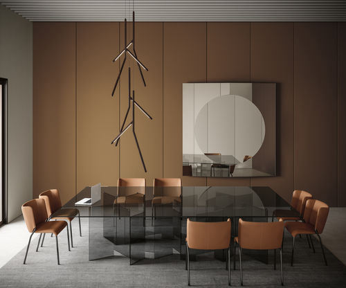 Moderner Esstisch - Metropolis XXL - TONELLI Design - Hartglas / Gestell aus Glas / rechteckig