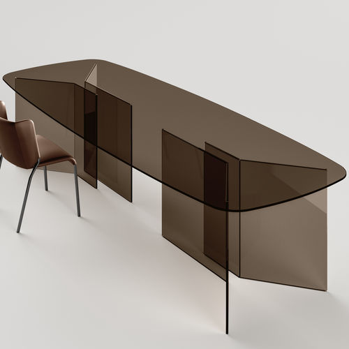 Moderner Esstisch - Thrim - TONELLI Design - Hartglas / Gestell aus Glas / rechteckig
