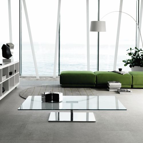 Moderner Couchtisch - FARNIENTE - TONELLI Design - Glas / aus verchromtem Metall / rechteckig