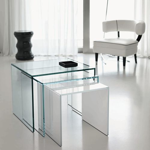 Moderner Satztisch - TRIO - TONELLI Design - Glas / rechteckig / für Privatgebrauch