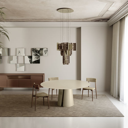 Moderner Esstisch - WISTON - TONELLI Design - Hartglas / lackiertes Glas / Feinsteinzeug