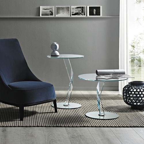 Lampentisch / originelles Design - BAKKARAT - TONELLI Design - Glas / Metall / rund