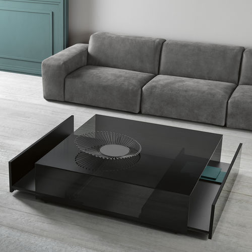 Moderner Couchtisch - GOTHAM - TONELLI Design - Holz / Glas / rechteckig