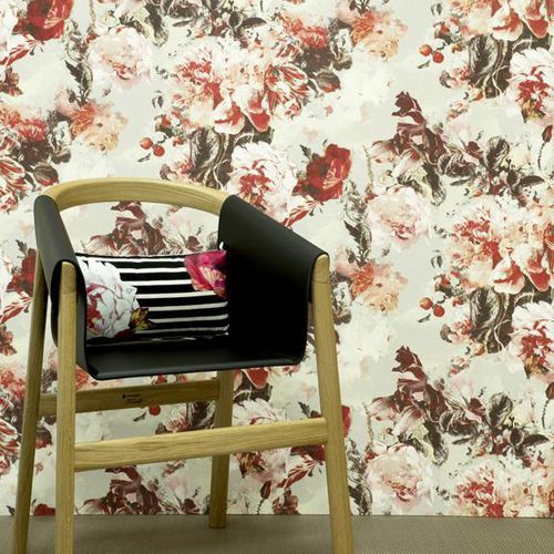 Moderne Tapete - FLAMBOYANT - LELIEVRE - Vinyl / Blumenmotiv / Stoffoptik