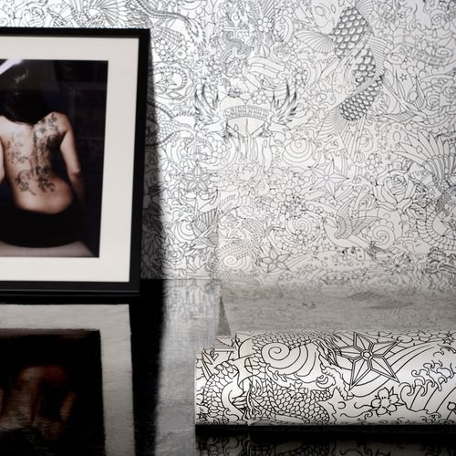 Klassische Tapete - HORIMONO  - LELIEVRE - Motiv / Stoffoptik / weiß