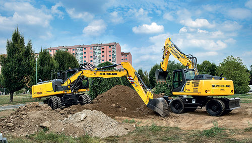 Mittelgroßer Bagger - WE 170B PRO - New Holland Construction - mit Gummireifen / Multifunktion / für Baustelle