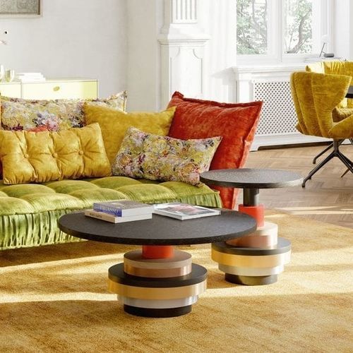 Moderner Couchtisch - DISQUO - BRETZ - Eiche / lackiertes Holz / gebeiztes Holz