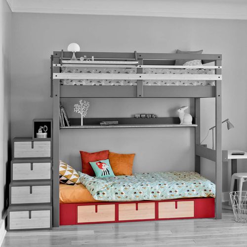 Hochbett - ATTIC - ESPACE LOGGIA - Einpersonen / modern / für Kinder (Unisex)