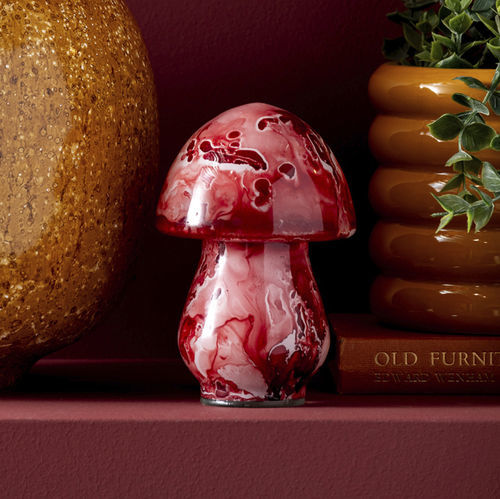 Skulptur / geblasenes Glas - Mushroom - KARLSSON CLOCKS - freistehend / blau / rot