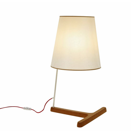 Tischlampe - CORK T-HIGH - FORESTIER - Stoff / Holz / modern