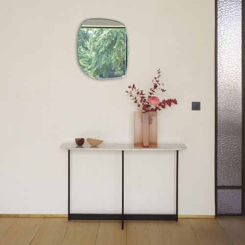 Konsolentisch / minimalistisches Design - ISTRANA - CINNA - amerikanischer Nussbaum / Marmor / Gestell aus lackiertem Stahl