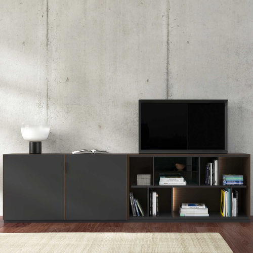 Moderne Wohnwand - CANALETTO - CINNA - Nussbaum / Massivholz / Modul