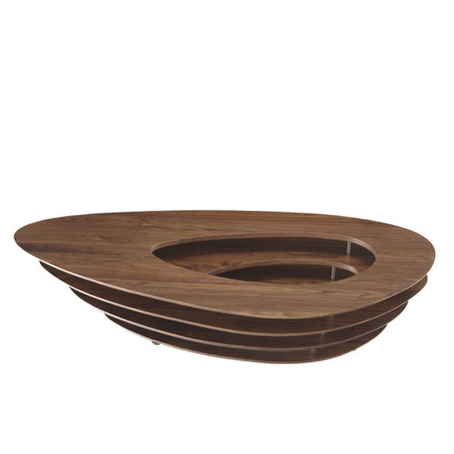 Moderner Couchtisch - INTERSTICE  - CINNA - Nussbaum / lackiertes MDF / Stahl