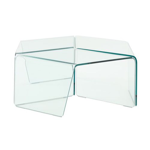Moderner Couchtisch - ROSIS - CINNA - gewölbtes Glas / Gestell aus Glas / quadratisch