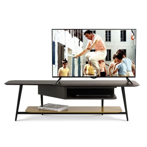 Modernes Fernsehmöbel - OCTET - ROCHE BOBOIS - mit Halterung für DVD-Player / lackiertes Glas / lackiertes Metall