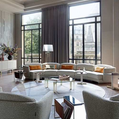 Moderner Couchtisch - PARIS PANAME - ROCHE BOBOIS - Glas / Marmor / Gestell aus Eiche