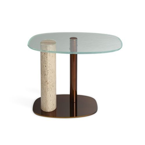 Moderner Beistelltisch - SILO - ROCHE BOBOIS - Glas / Gestell aus verchromtem Metall / für Privatgebrauch